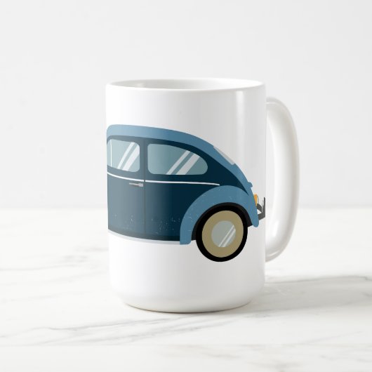 cooles blaues Retroauto mit Manschetten Kaffeetasse (VorderseiteRechts)