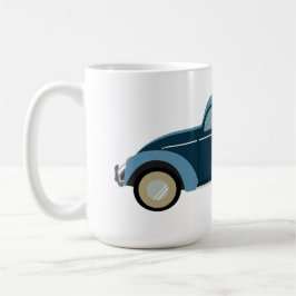 cooles blaues Retroauto mit Manschetten Kaffeetasse