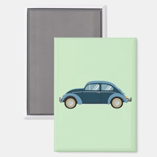 cooles blaues Retroauto mit Manschetten Magnet (Vorderseite/Rückseite)