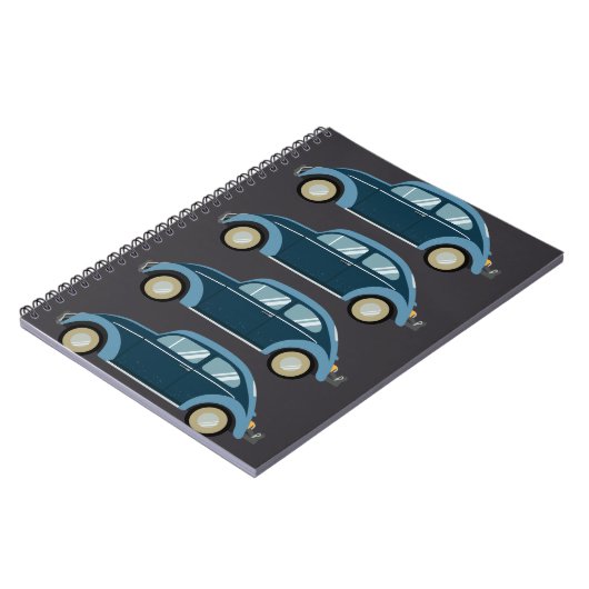 cooles blaues Retroauto mit Manschetten Notizblock (Linke Seite)