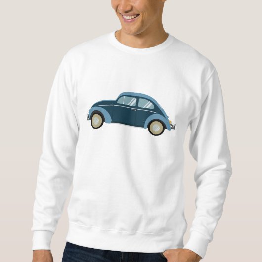 cooles blaues Retroauto mit Manschetten Sweatshirt (Vorderseite)