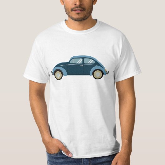 cooles blaues Retroauto mit Manschetten T-Shirt (Vorderseite)