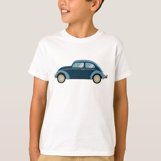 cooles blaues Retroauto mit Manschetten T-Shirt (Vorderseite)