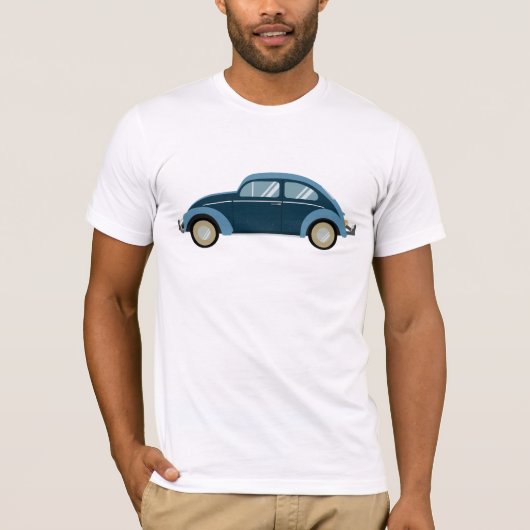 cooles blaues Retroauto mit Manschetten T-Shirt (Vorderseite)