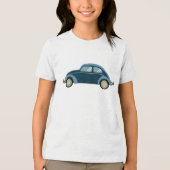 cooles blaues Retroauto mit Manschetten Tri-Blend Shirt (Vorderseite)