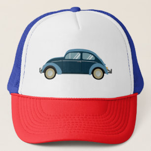 cooles blaues Retroauto mit Manschetten Truckerkappe