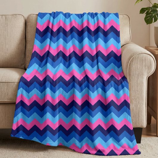 Cooles blaues Rosa Zickzack drucken Große Fleece B