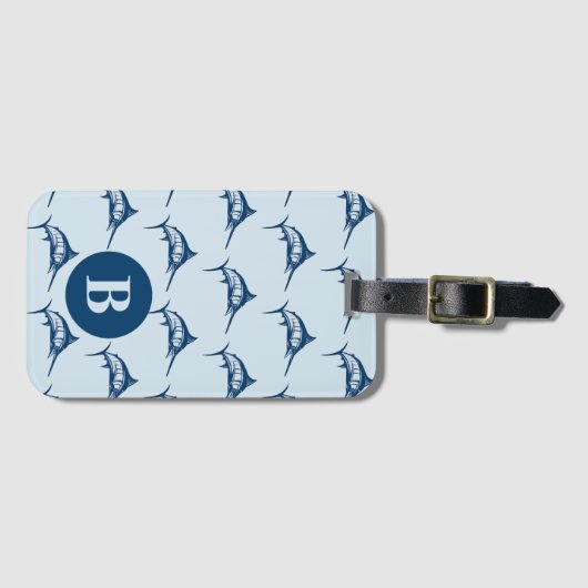 Cooles Blaues Schwertfisch-Muster Gepäckanhänger (Vorderseite (Horizontal))