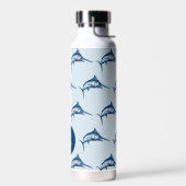 Cooles Blaues Schwertfisch-Muster Trinkflasche (Links)