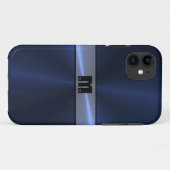 Cooles blaues Shiny-Edelstahlmetall 7 Case-Mate iPhone Hülle (Rückseite (Horizontal))