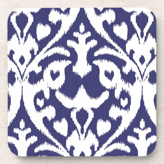 Cooles blaues und weißes Ikat-Stammmuster Getränkeuntersetzer (Vorderseite)