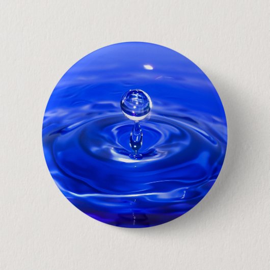 Cooles Blaues Wassertropfen Button (Vorderseite)