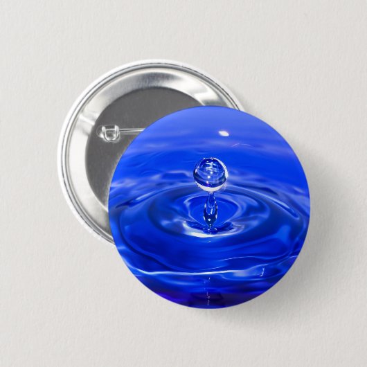 Cooles Blaues Wassertropfen Button (Vorne & Hinten)