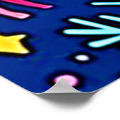 Cooles Blaues Weihnachts-Rentier-Musterdesign Poster (Ecke)