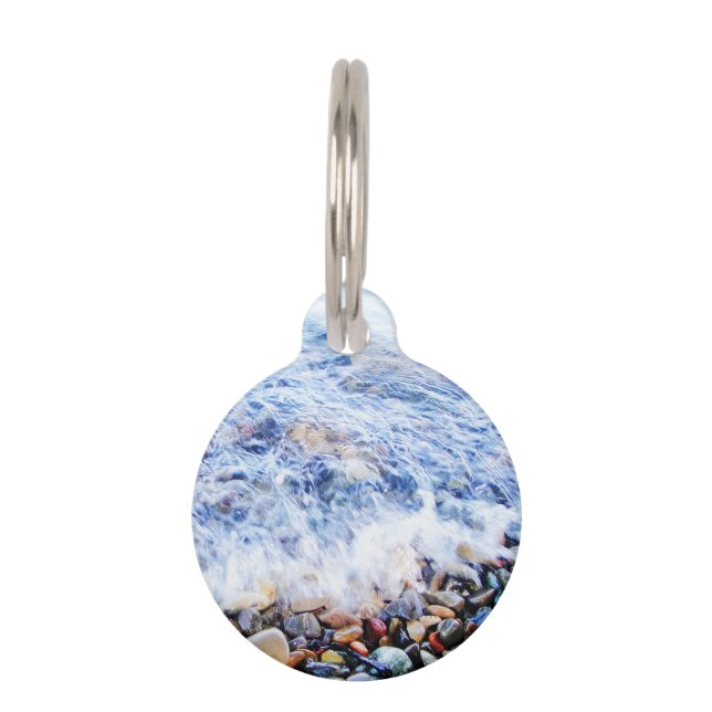 Cooles blaues Wellenwasser Haustiermarke (Vorderseite)