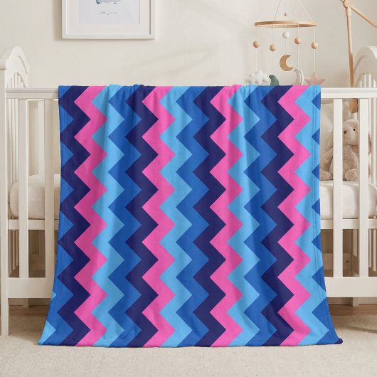 Cooles blaurosa Zickzack Druckmedium Fleece Blanke