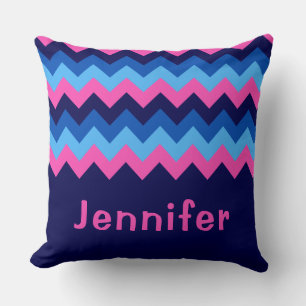 Cooles blaurosa Zickzack Monogramm Big Throw Kisse Kissen