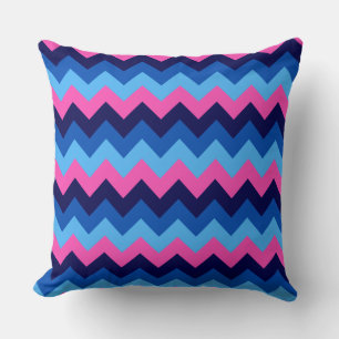 Cooles blaurosa Zickzack Muster Big Throw Kissen