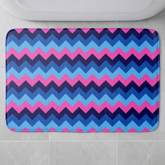 Cooles blaurosa Zickzack Muster Große Badematte