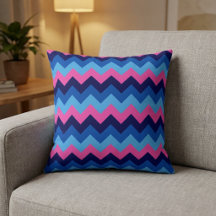 Cooles blaurosa Zickzack Muster Kissen