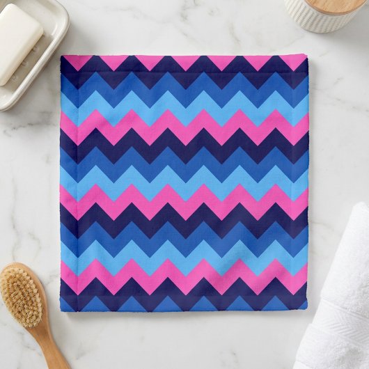 Cooles blaurosa Zickzack Muster Waschlappen