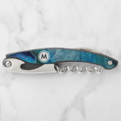 Cooles Blue Agate mit Monogramm Kellnermesser (Vorderseite)