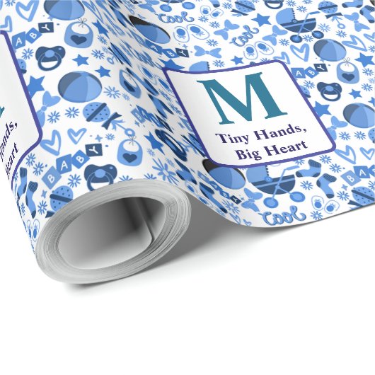 cooles Blue Baby Kinderzimmer Pattern personalisie Geschenkpapier (Rolleneckpunkt)