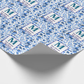 cooles Blue Baby Kinderzimmer Pattern personalisie Geschenkpapier (Ecke)