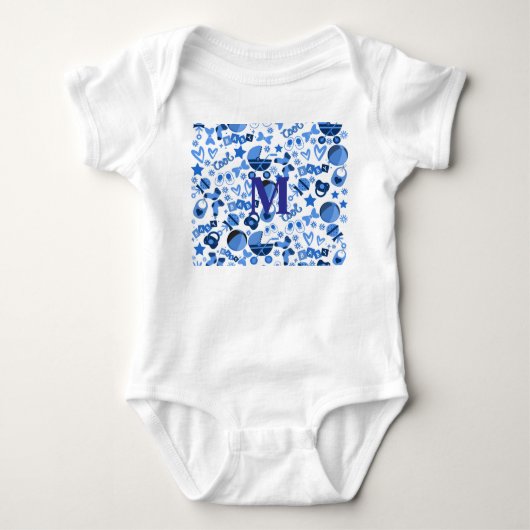 cooles Blue Baby Kinderzimmer Pattern personalisie Strampler (Vorderseite)