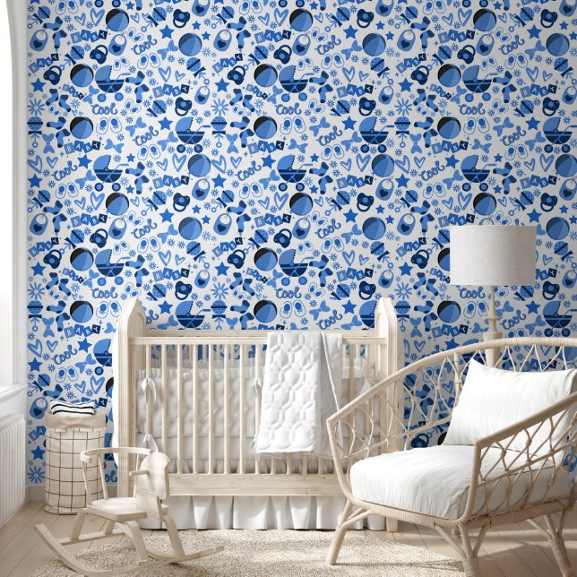 cooles Blue Baby Kinderzimmer Pattern Tapete (Kinder)