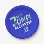 Cooles Blue Boy Trampolin Jump Kid Bounce Party Pappteller (Vorderseite)