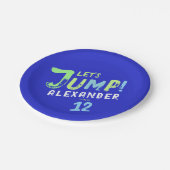 Cooles Blue Boy Trampolin Jump Kid Bounce Party Pappteller (Schrägansicht)