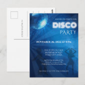 Cooles Blue Disco Ball Party Postkarte (Vorne/Hinten)