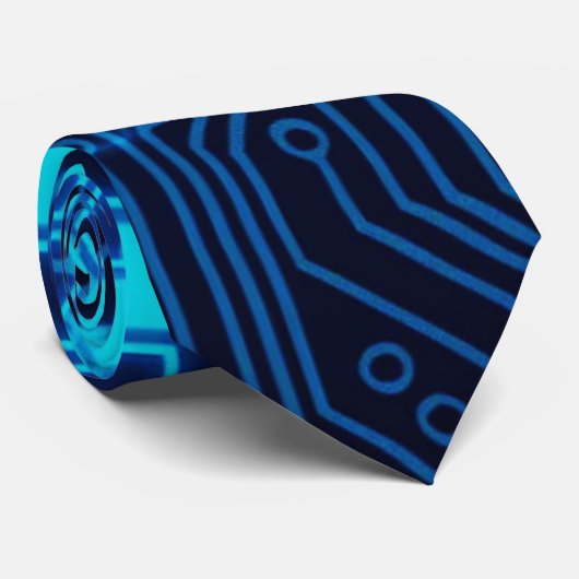 Cooles Blue Electronic Circuit Board Hexagon-Muste Krawatte (Gerollt)
