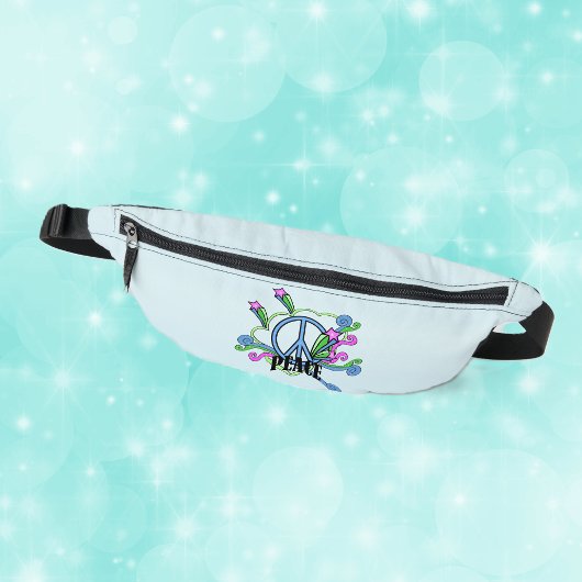 Cooles Blue Peace-Schild Starr Scrolls auf hellbla Bauchtasche