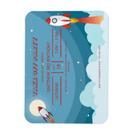 Cooles Blue Red Space Schiff starten Geburtstagspa Magnet