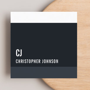 Cooles Blue White Stripes Monogram Consultant Quadratische Visitenkarte