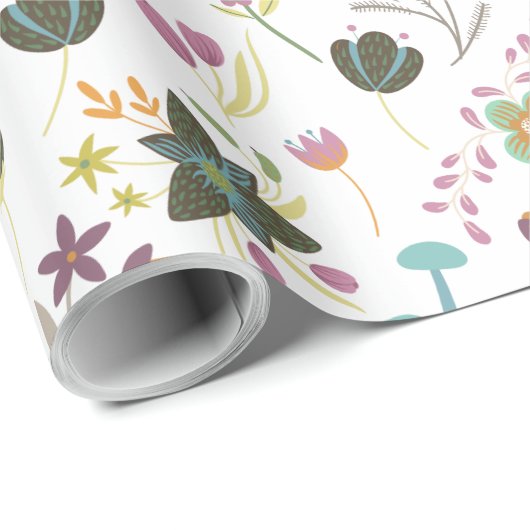 Cooles Blumenmuster Geschenkpapier (Rolleneckpunkt)