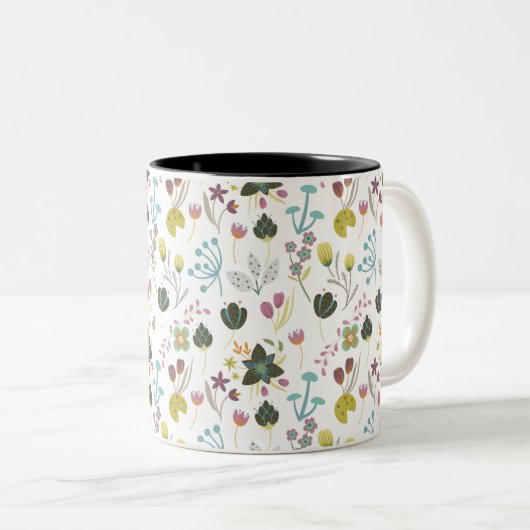 Cooles Blumenmuster Zweifarbige Tasse (VorderseiteRechts)