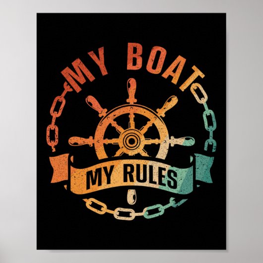Cooles Boot Kapitän Design für Männer Frauen Boot Poster (Vorne)