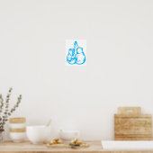 Cooles Boxblau-Zeichen mit Handschuhen Poster (Küche)