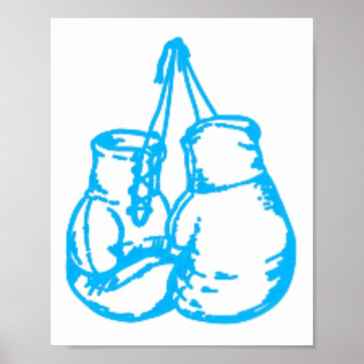 Cooles Boxblau-Zeichen mit Handschuhen Poster (Vorne)