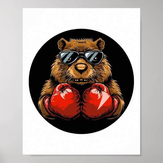Cooles Boxer-Biber-Design für einen Knockout-Stil Poster (Vorne)