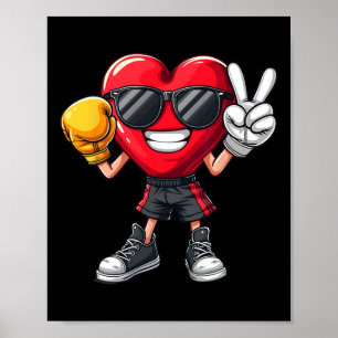 Cooles Boxerherz Boxen Männer Jungen Kinder Friede Poster