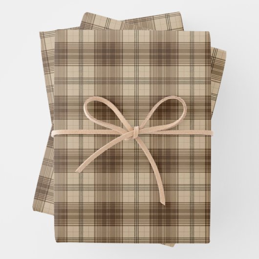 Cooles braunes, kariertes Muster Geschenkpapier Set (Beispiel)