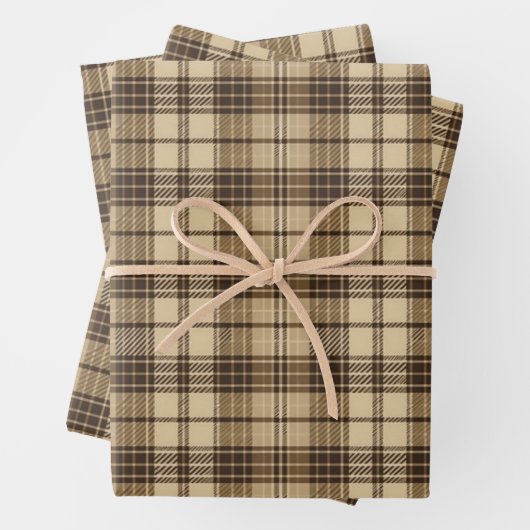 Cooles braunes, kariertes Muster Geschenkpapier Set (Beispiel)