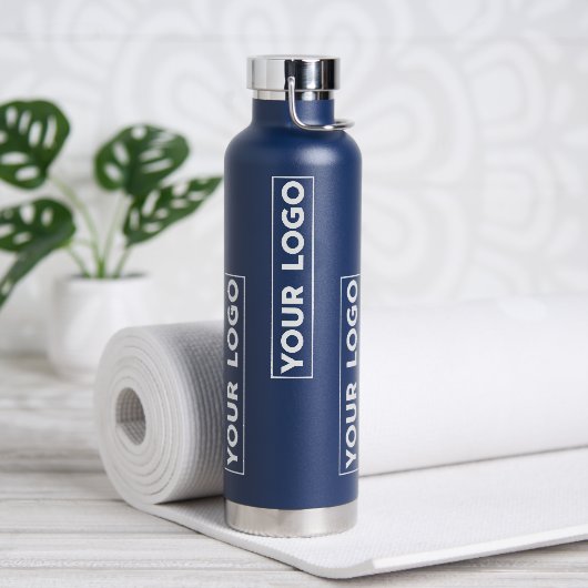 Cooles breites Logo-Muster Navyblau Trinkflasche (Yoga (gedreht))