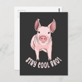 Cooles Bro Funny Pig bleibe Postkarte (Vorne/Hinten)