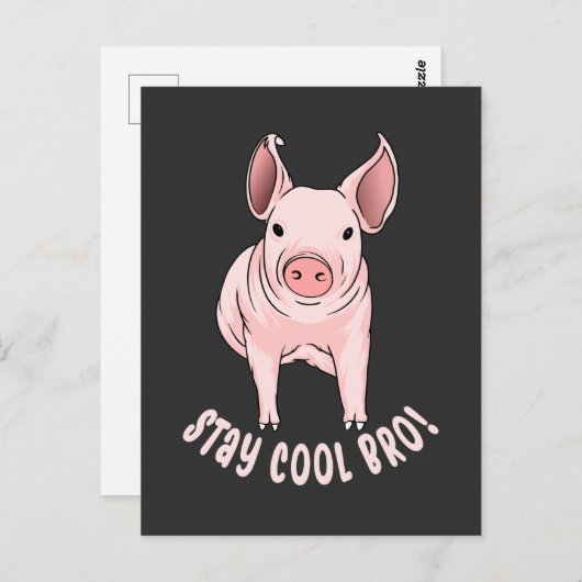 Cooles Bro Funny Pig bleibe Postkarte (Vorne/Hinten)