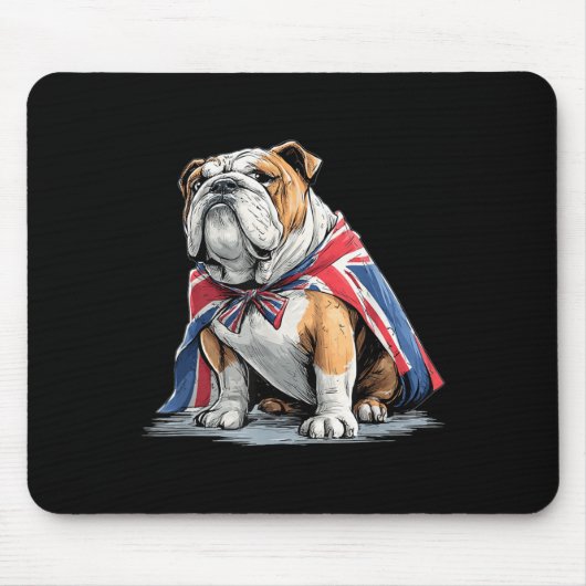 Cooles Bulldogkostüm in britischen Farben Mousepad (Vorne)
